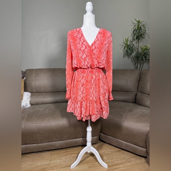 Michael Kors MK Coral Snake Print Animal Mini Dress Sz Medium - Picture 1 of 10